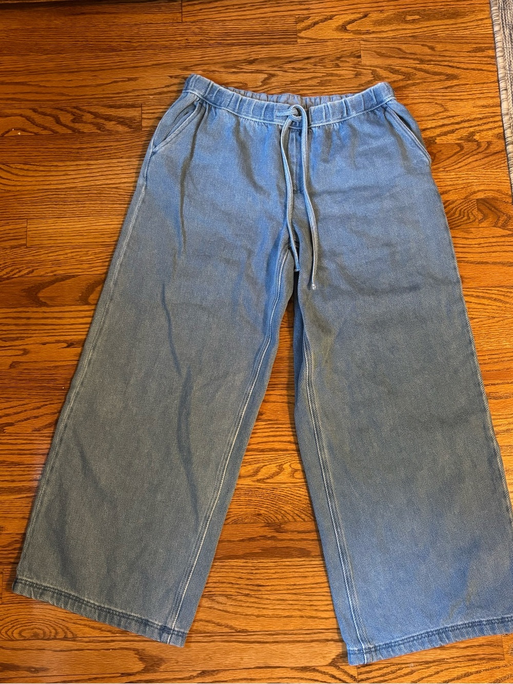 Future Collective Chambray Wide Leg Pull On Jeans Medium Elastic Waist
